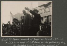 the Foundation of Lies That Israel is Based Upon : Lord Balfour’s Arrival in Jaffa on His First Visit to Palestine. American Colony Photo Dept./papers of John D. Whiting