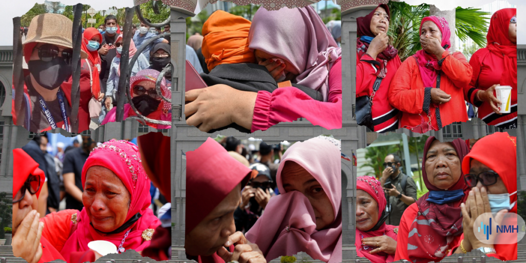 Nuriah Ibrahim Said There Were Hundreds Who Cried with Her, Both at the High Court in Jalan Duta (first Pic) and Outside the Palace of Justice in Putrajaya As They Felt Their Leader Najib Was Not Given the Due Justice. - Fb Pix from Various Sources