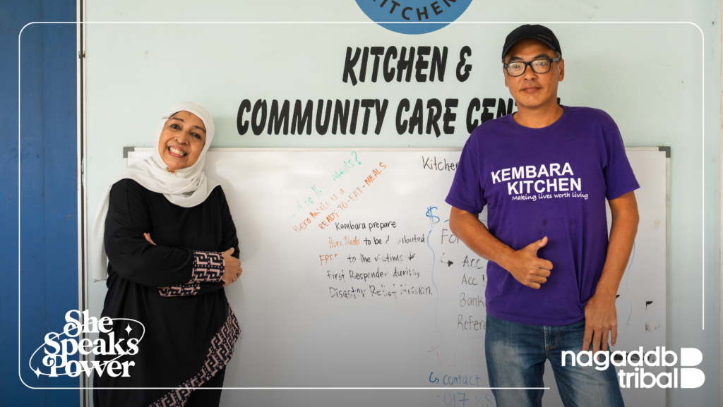 Hasnah with William Cheah of Kembara Kitchen Where They Prepare the Laksa Johor Ready to Eat Version to Be Marketed by Santapan Rems with the Support Naga Ddb's She Speaks Power IMPACT Mentoring programme